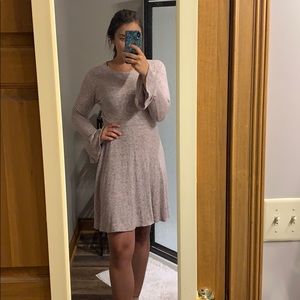 Soft long sleeve gray & pale pink dress